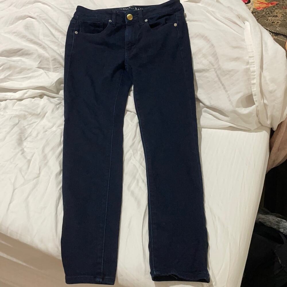 American eagle 6 regular skinny style dark blue stretch jeans